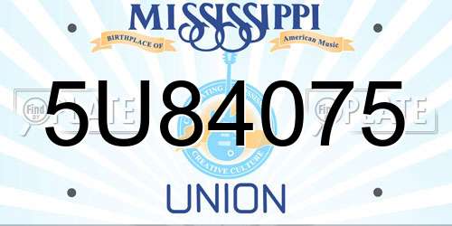 5U84075 Mississippi License Plate