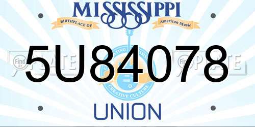 5U84078 Mississippi License Plate
