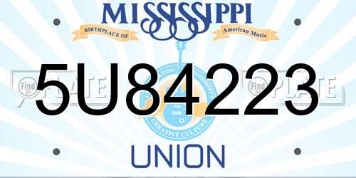 5U84223 Mississippi License Plate