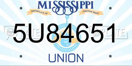 5U84651 Mississippi License Plate