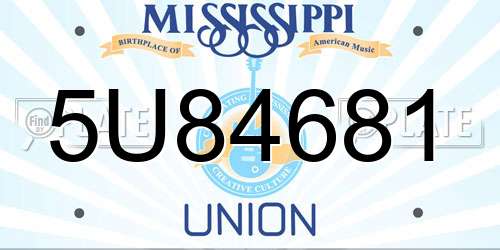 5U84681 Mississippi License Plate