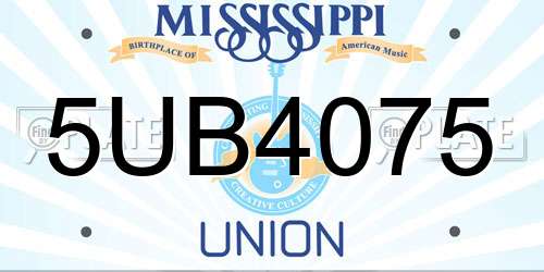 5UB4075 Mississippi License Plate