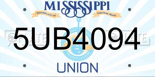5UB4094 Mississippi License Plate