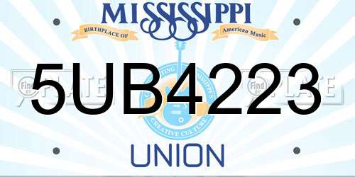 5UB4223 Mississippi License Plate