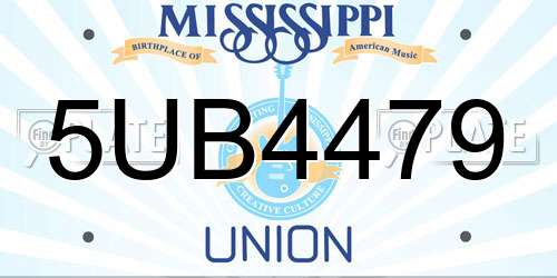 5UB4479 Mississippi License Plate