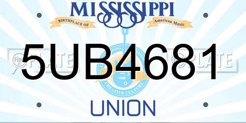 5UB4681 Mississippi License Plate
