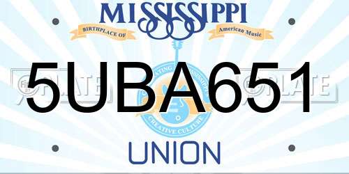5UBA651 Mississippi License Plate