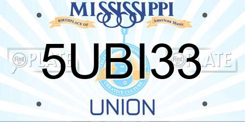 5UBI33 Mississippi License Plate