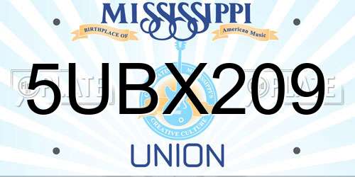 5UBX209 Mississippi License Plate