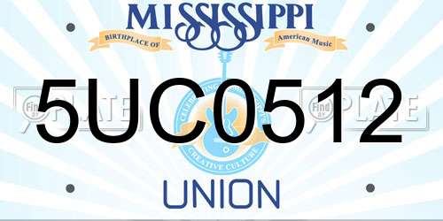5UC0512 Mississippi License Plate