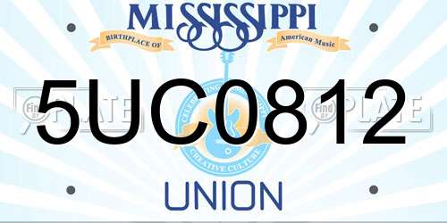 5UC0812 Mississippi License Plate