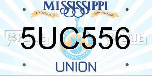 5UC556 Mississippi License Plate