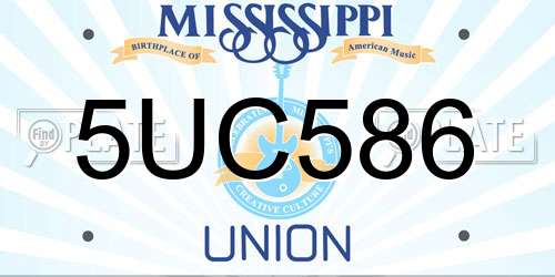 5UC586 Mississippi License Plate