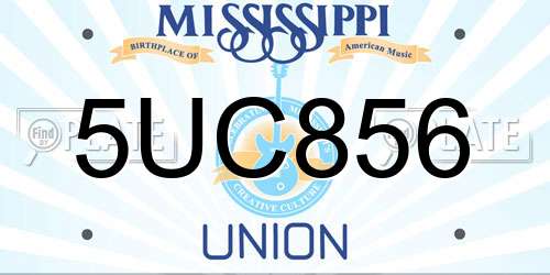 5UC856 Mississippi License Plate