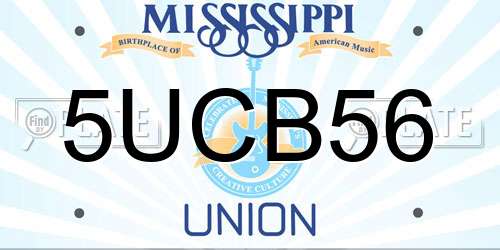 5UCB56 Mississippi License Plate