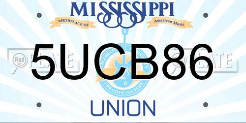 5UCB86 Mississippi License Plate