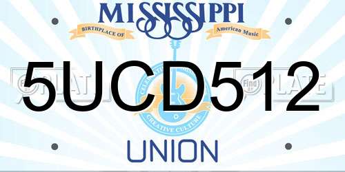 5UCD512 Mississippi License Plate