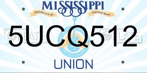5UCQ512 Mississippi License Plate