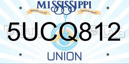 5UCQ812 Mississippi License Plate