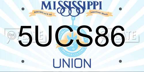 5UCS86 Mississippi License Plate