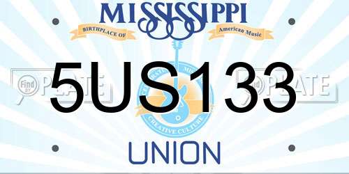 5US133 Mississippi License Plate