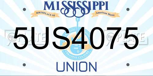 5US4075 Mississippi License Plate