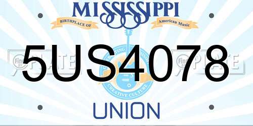 5US4078 Mississippi License Plate