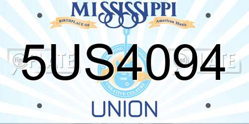 5US4094 Mississippi License Plate