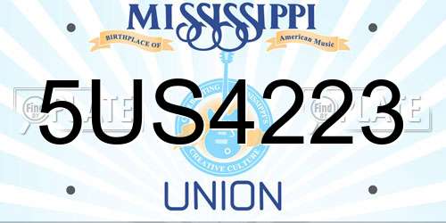 5US4223 Mississippi License Plate