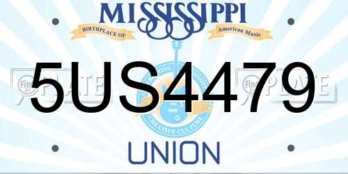 5US4479 Mississippi License Plate