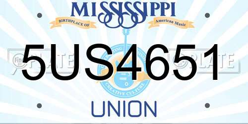 5US4651 Mississippi License Plate