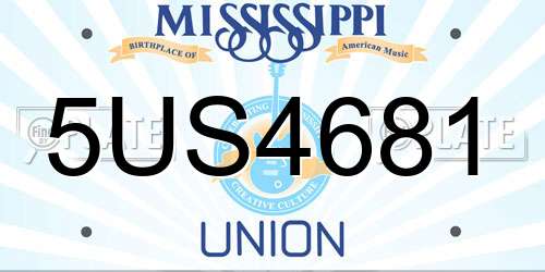 5US4681 Mississippi License Plate