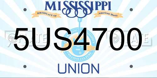 5US4700 Mississippi License Plate