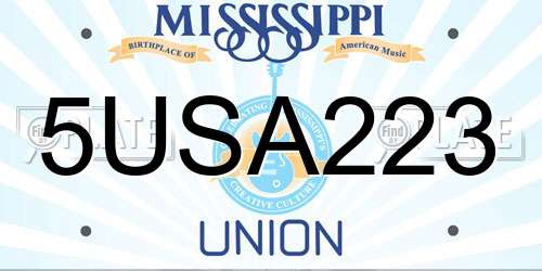 5USA223 Mississippi License Plate