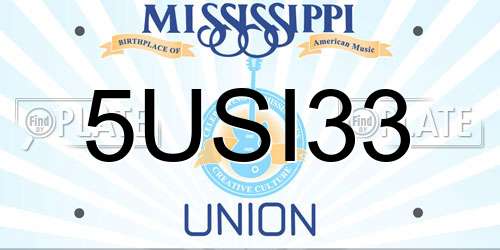 5USI33 Mississippi License Plate