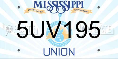 5UV195 Mississippi License Plate