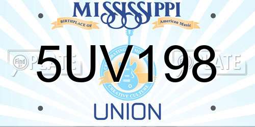 5UV198 Mississippi License Plate