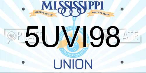 5UVI98 Mississippi License Plate