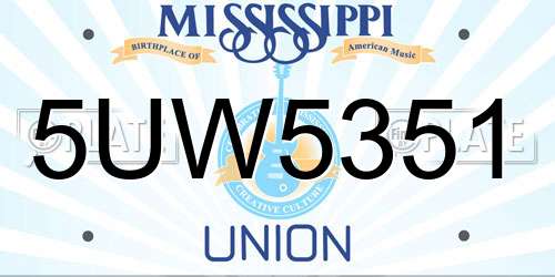 5UW5351 Mississippi License Plate