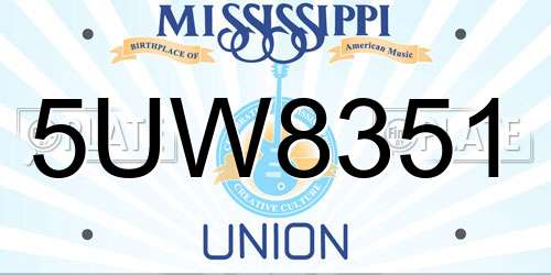 5UW8351 Mississippi License Plate