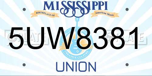 5UW8381 Mississippi License Plate