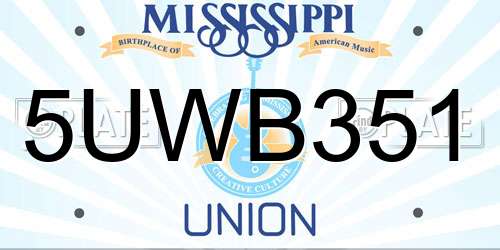 5UWB351 Mississippi License Plate