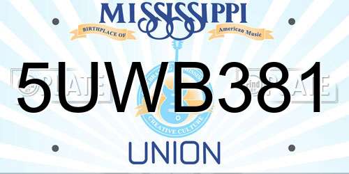 5UWB381 Mississippi License Plate