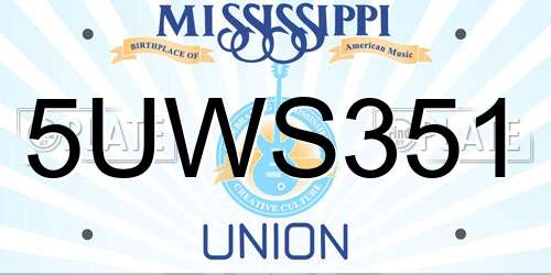 5UWS351 Mississippi License Plate