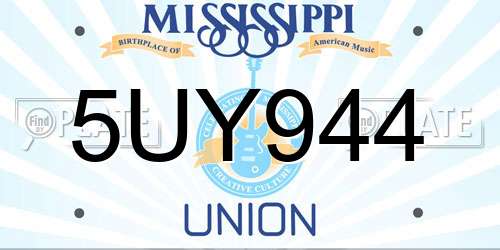 5UY944 Mississippi License Plate