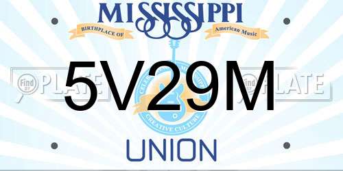 5V29M Mississippi License Plate