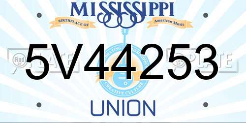 5V44253 Mississippi License Plate
