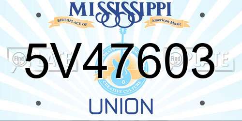 5V47603 Mississippi License Plate