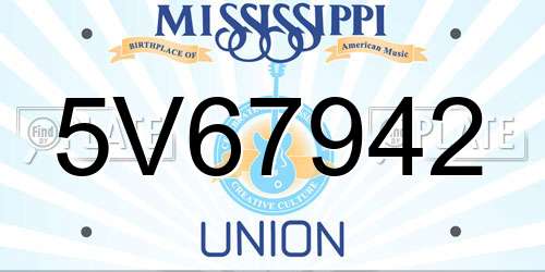 5V67942 Mississippi License Plate