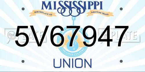 5V67947 Mississippi License Plate